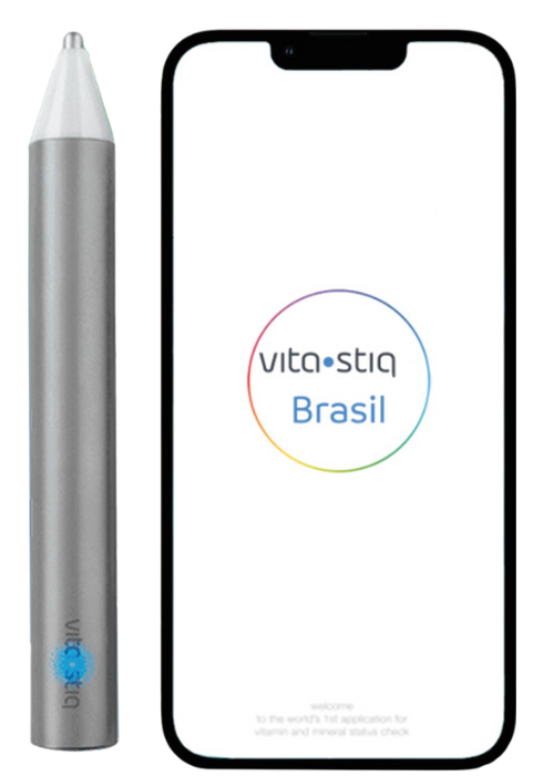 dispositivo similar a uma caneta, para medir vitaminas e minerais.