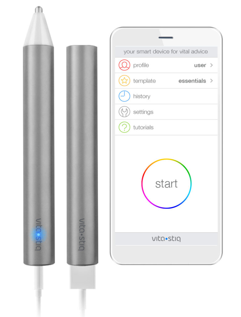dispositivo similar a uma caneta, para medir vitaminas e minerais.